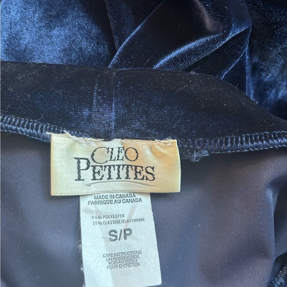 Cleo Vintage Navy Velvet Loungewear‎ 2 Piece Ensemble Petite Size S - Picture 5 of 13